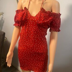 White Fox Boutique Red Floral Mini Dress